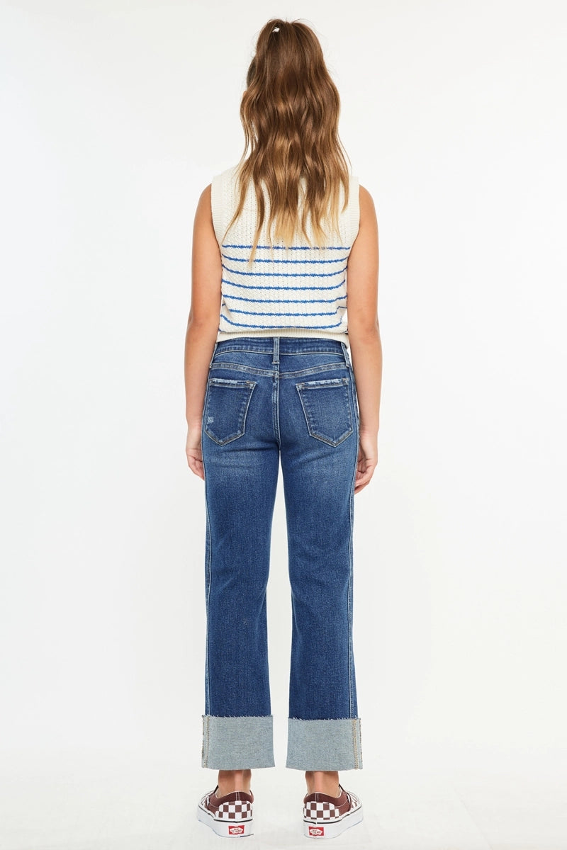Mid Rise Crop Cuff Jean