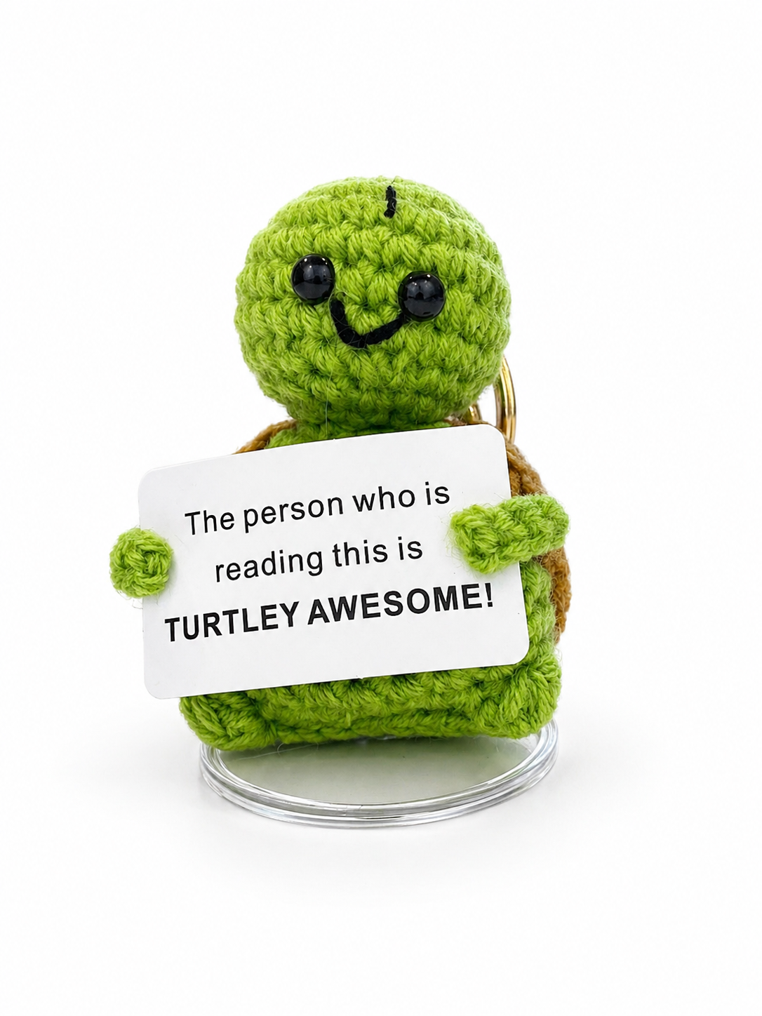 Positive Message Crochet Keyring