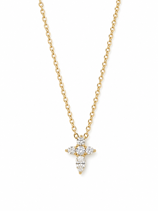 Tiny Gold CZ Cross
