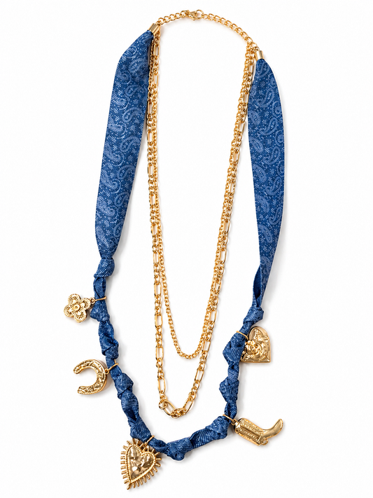 Denim Charm Necklace