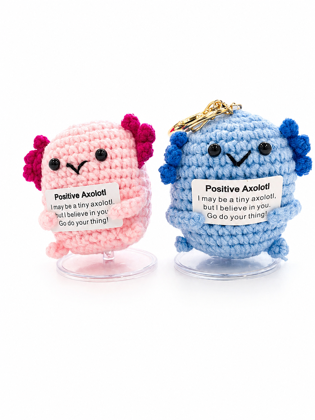 Positive Message Crochet Keyring
