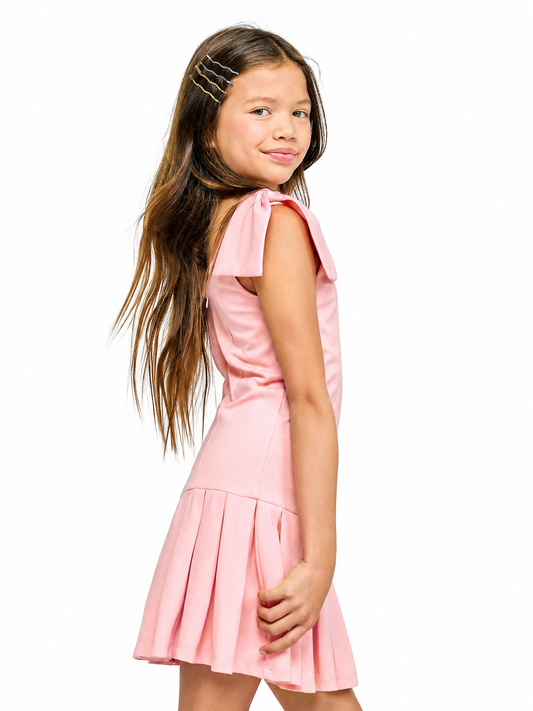 PLEATED DROP WAIST DRESS