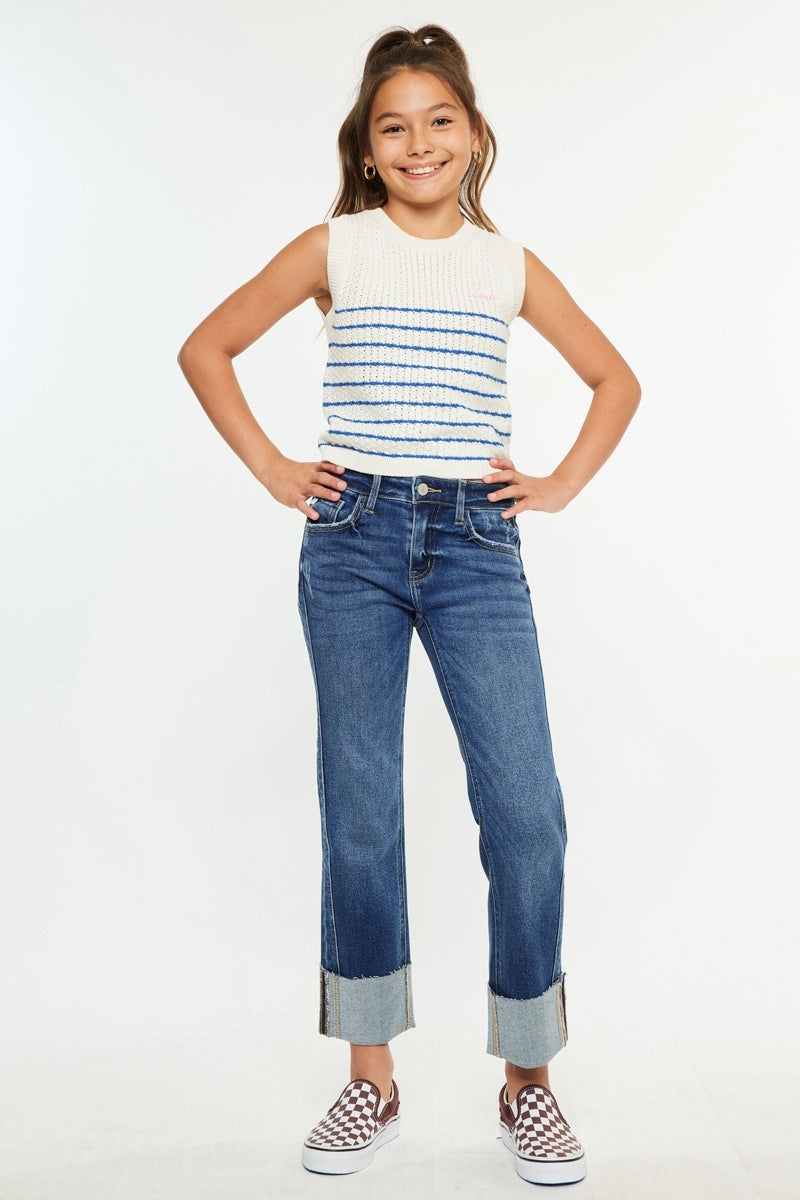 Mid Rise Crop Cuff Jean